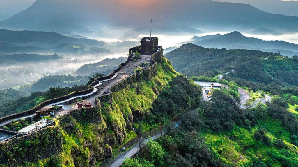 Pratapgad Fort near Mahabaleshwar hill station in Maharashtra with panoramic mountain and valley views.